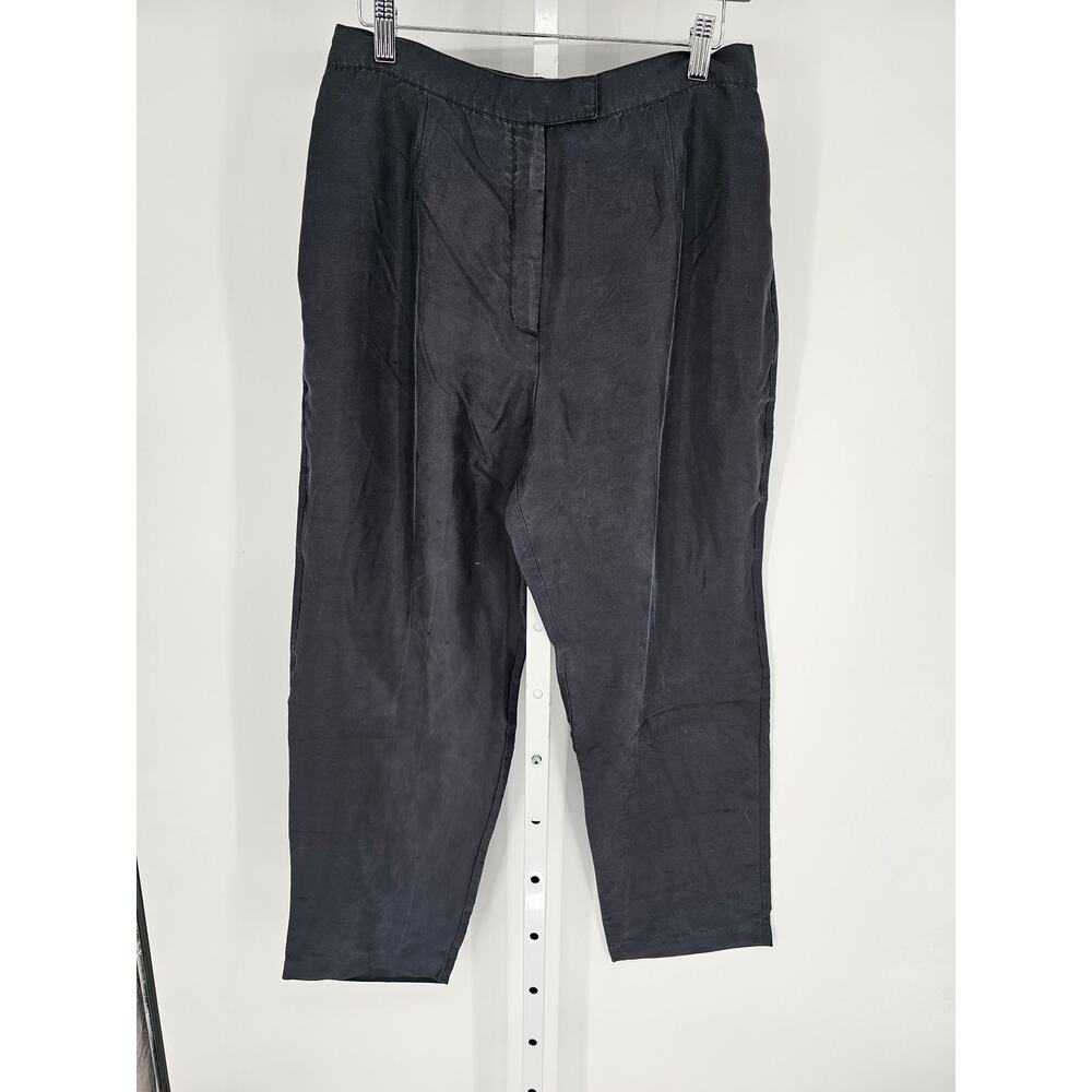 Silks by ISC Womens Sz M 100% Silk Chino Pants Black